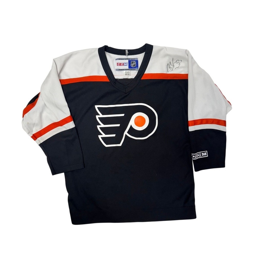 CCM Philadelphia Flyers NHL Hockey Jersey Youth L Brian Boucher Autograph